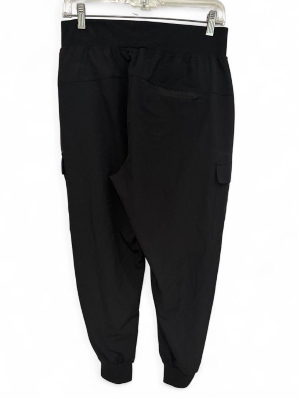IN GOOD STATE BLACK CARGO JOGGER PANTS DRAWSTRING ELASTIC WAIST SIZE MEDIUM - Picture 2 of 3